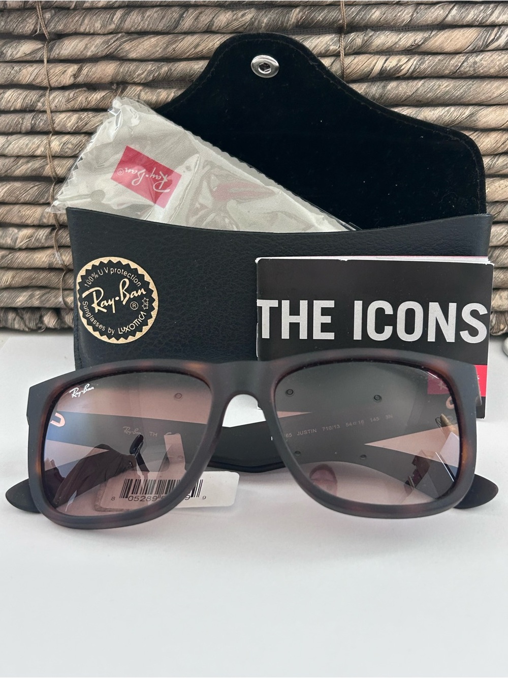 Ray-Ban Matte Brown Square Sunglasses with Gradient Brown Lenses